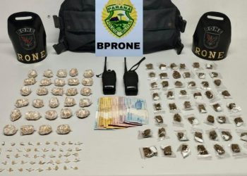 RONE apreende crack, maconha, rádio comunicador e colete balístico em Campo Largo