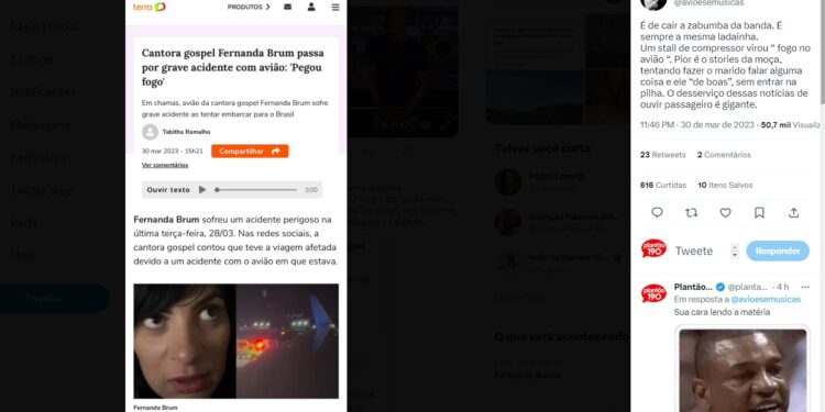 Avião que levava cantora gospel pegou fogo? Houve acidente? Mídias exageram após relato de brasileira