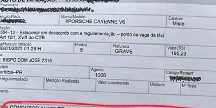Multa por estacionar em vaga de táxi no bairro Batel pode ser questionada