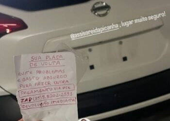 Novo golpe na praça? Bandido sequestra placa de carro e pede resgate
