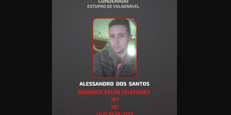 Polícia Civil divulga foto de foragido condenado por estuprar menina de 4 anos