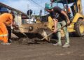 Equipes da Prefeitura de Curitiba trabalham para minimizar os estragos provocados pela chuva forte
