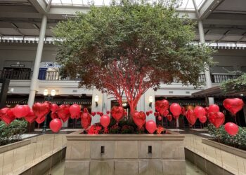 Dia dos namorados: shopping é decorado com centenas de  balões em formato de coração