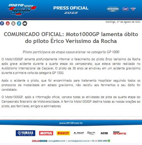 Imagens impressionantes: Grave acidente interrompe corrida da Moto 1000 GP  em Cascavel - SOT