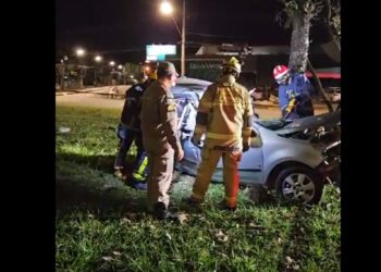 Casal morre ao invadir rotatória e colidir em árvore