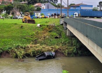 Criminosos com veículo furtado tentam fugir da polícia e vão parar no Rio Belém