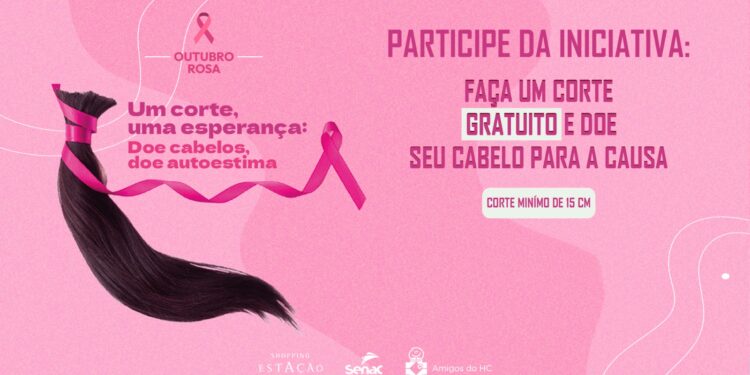 Shopping Estação monta espaço para corte gratuito e doação de cabelos em homenagem ao Outubro Rosa