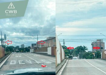 Radar na Rua Roberto Cichon, no Capão da Imbuia, estava encoberto por placa, afirmam moradores