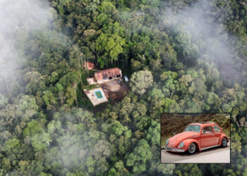 Fusca customizado é encontrado com ajuda de drone em meio a mata na RMC