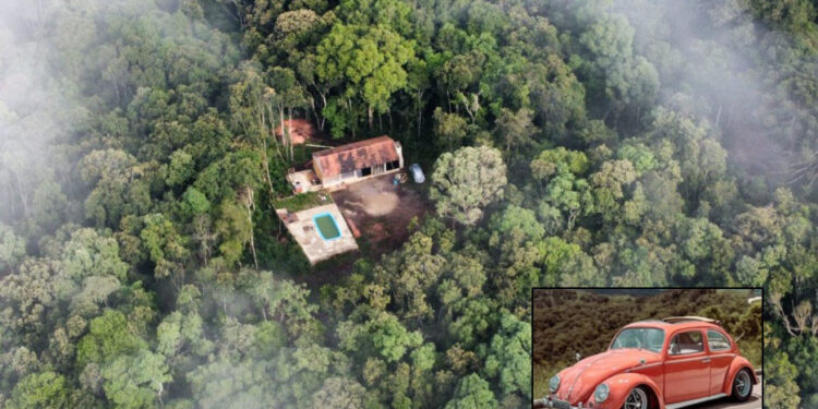 Fusca customizado é encontrado com ajuda de drone em meio a mata na RMC