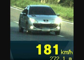Radar da PRF flagra Peugeot a 181 km/h na região metropolitana de Curitiba
