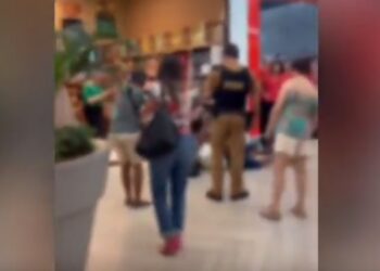 Homem toca terror em shopping, ameaça clientes e seguranças, resiste a prisão e acaba detido por policiais militares