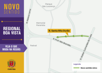 Rua de Curitiba terá mudança de sentido a partir desta quinta-feira