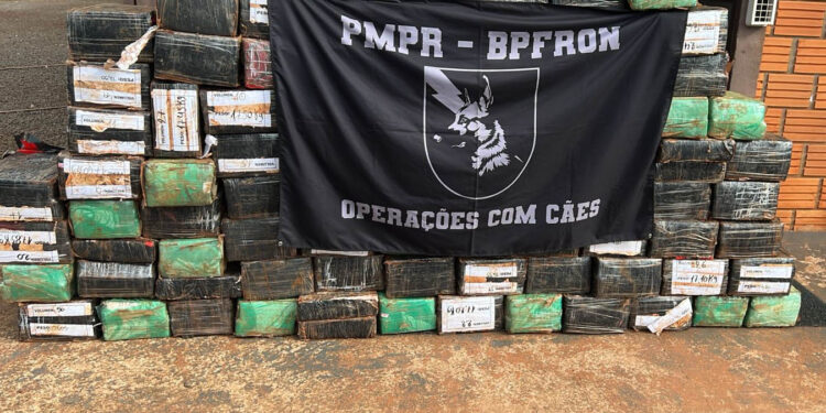 Com apoio de cão, PM apreende 1,5 tonelada de maconha