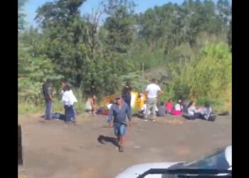 Acidente envolvendo carretas e ônibus escolar deixa 9 feridos na BR-376