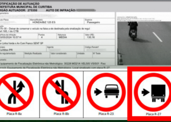 Motorista leva multa na Linha Verde por não transitar na faixa de veículos pesados. Detalhe: era uma moto.