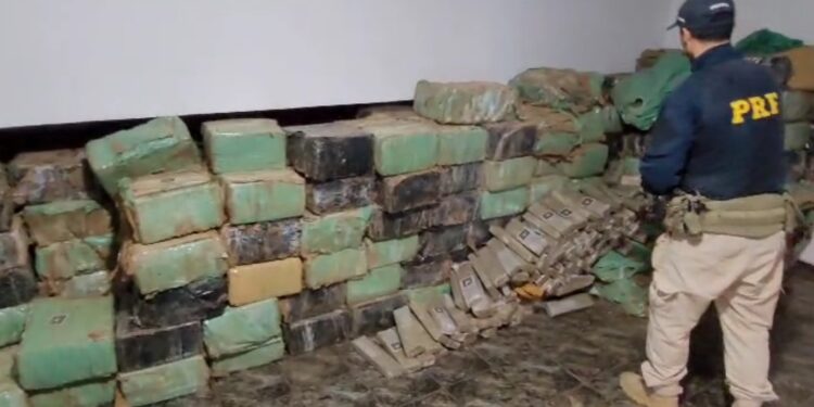 PRF apreende carregamento com quase 7 toneladas de maconha escondida em carga de ração no Paraná