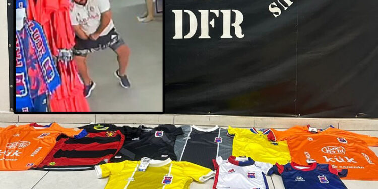 Indivíduo que foi flagrado furtando camisetas do Paraná Clube se apresenta na delegacia e devolve 9 camisetas