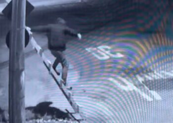 Usando escada, criminoso é flagrado furtando fiação em Curitiba, veja o vídeo