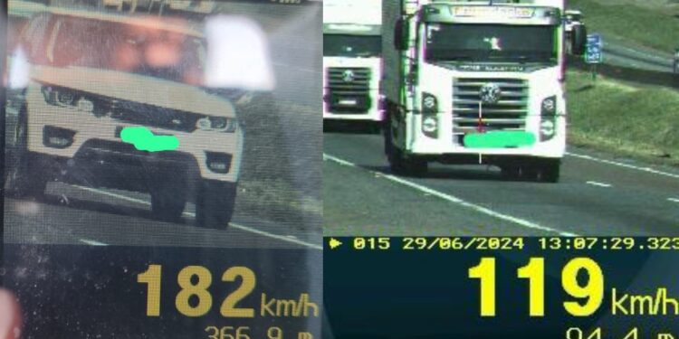 Em uma hora de fiscalização na BR-376, PRF captura 115 imagens de veículos acima da velocidade