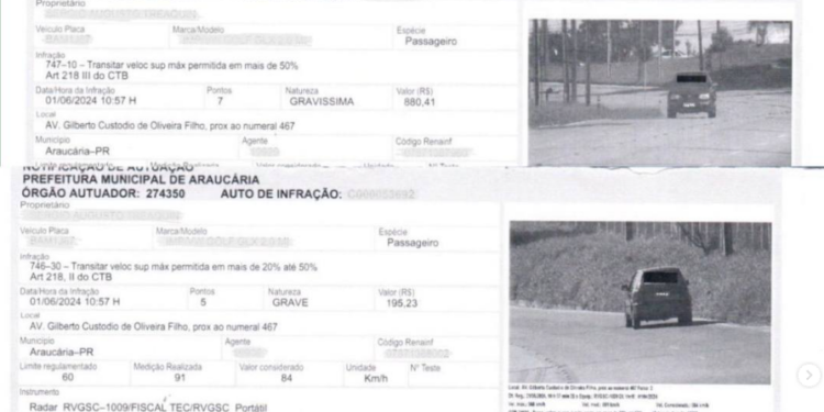 Duas infrações por excesso de velocidade, o mesmo local e horário. Isso é possível?