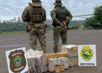 PF e PM apreendem mais de 100 kg de maconha no rio Paraná