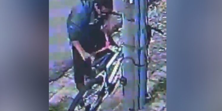 Câmera flagra homem furtando bicicleta em Curitiba