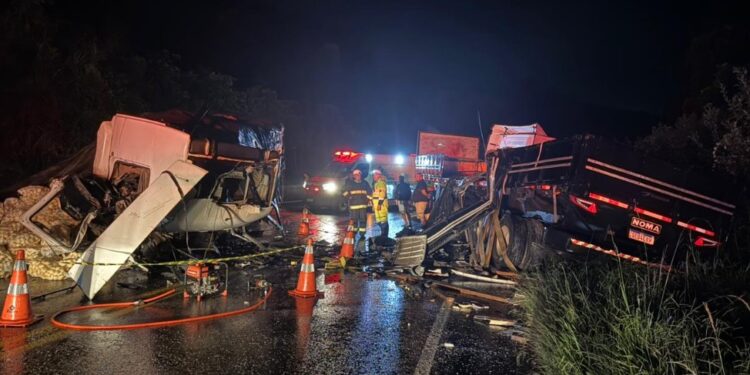 Acidente fatal entre caminhões interdita BR-476 na Lapa