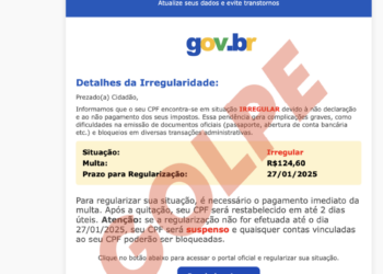 Receita Federal alerta sobre novo golpe do CPF: criminosos ameaçam as possíveis vítimas com multas, perda de passaporte e bloqueio de contas
