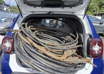 Guarda Municipal prendeu, neste domingo, dois homens que furtavam cabos de telefonia