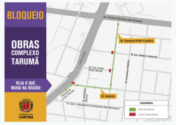 Obras de drenagem e pavimentação exigem bloqueio em uma quadra de via marginal da BR-476