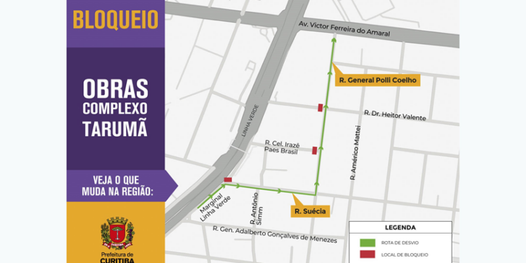 Obras de drenagem e pavimentação exigem bloqueio em uma quadra de via marginal da BR-476