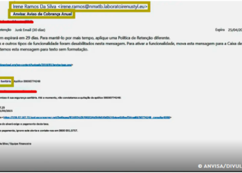 Anvisa alerta para tentativa de golpe com falsa cobrança por e-mail