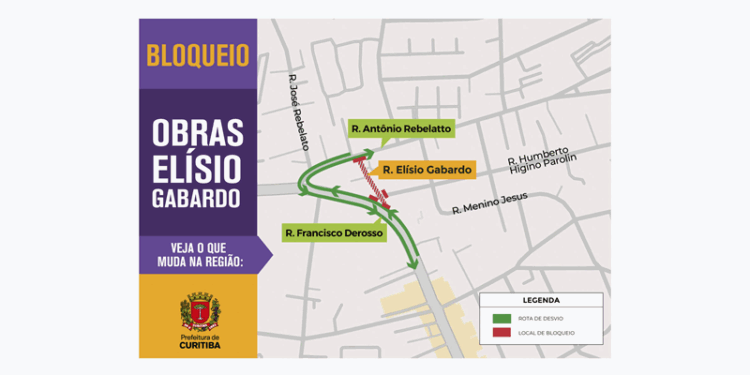 Obra de requalificação bloqueia trecho da Rua Elísio Gabardo, no Xaxim