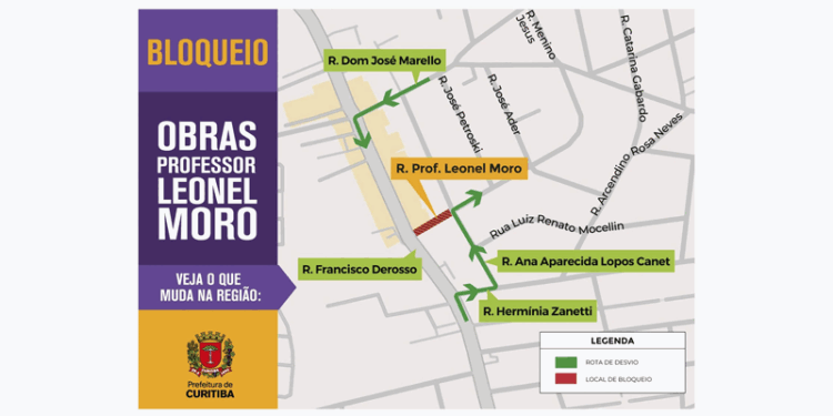 Rua do Xaxim terá bloqueio para obra de pavimentação a partir de sexta-feira