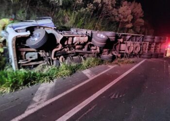 Caminhoneiro morre em tombamento de carreta na BR-376