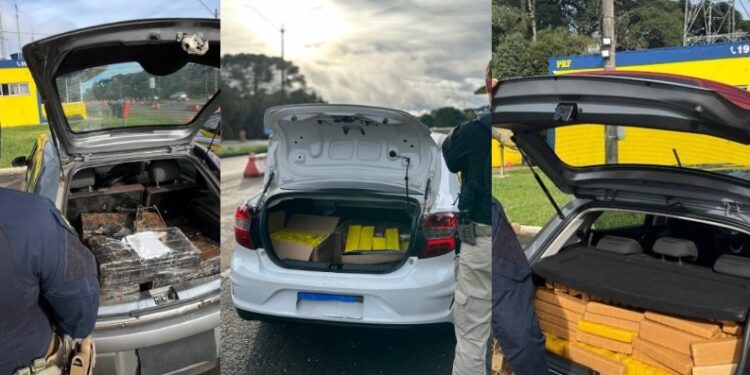 PRF apreende mais de 735 kg de maconha e recupera carro roubado na BR-277