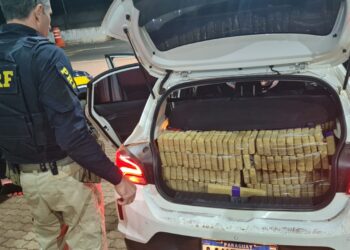 PRF apreende veículo com 302 kg de maconha na BR-277