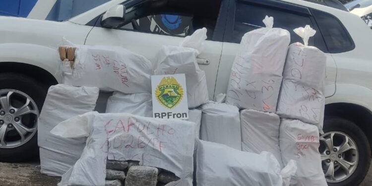BPFRON apreende 300 kg de maconha em veículo com placas falsas