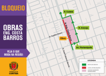 Rua do Cajuru ficará bloqueada para obras do Ligeirão Leste/Oeste