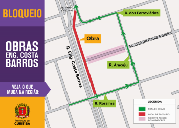 Rua do Cajuru ficará bloqueada para obras do Ligeirão Leste/Oeste