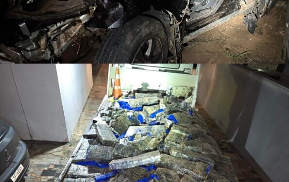 Indivíduo com SUV carregada com 1 tonelada de maconha capota veículo e morre