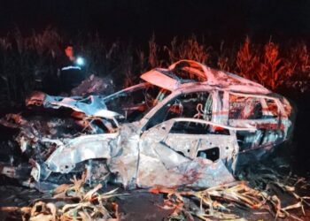 Dois morrem e um fica ferido em capotamento seguido de incêndio na PR-170