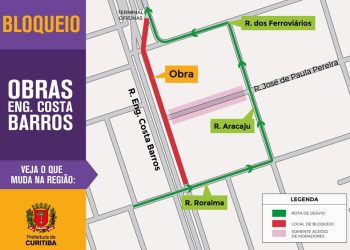 Rua do Cajuru ficará bloqueada para obras do Ligeirão Leste/Oeste