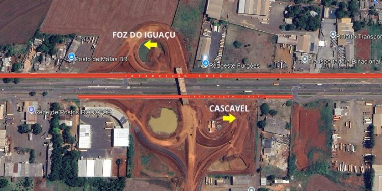 BR-277 em Foz do Iguaçu terá vias marginais interditadas a partir desta quinta-feira