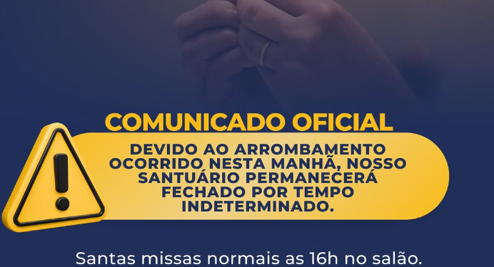 Santuário é arrombado e hóstias consagradas são furtadas