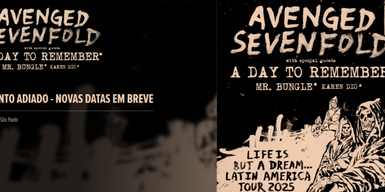 Avenged Sevenfold adia show em Curitiba para 2026