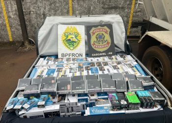 Polícia Militar do Paraná apreende veículo carregado com pacotes de cigarros e anabolizantes em Céu Azul