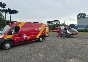 BPMOA realiza resgate aéreo de jovem em estado grave após acidente em Quatro Barras