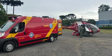 BPMOA realiza resgate aéreo de jovem em estado grave após acidente em Quatro Barras